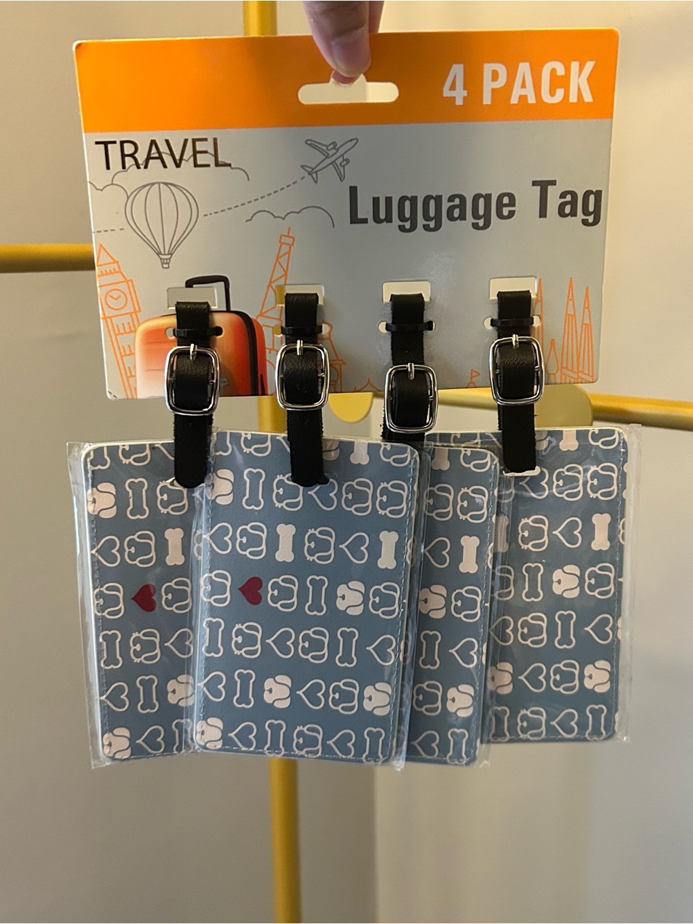 Travel Luggage Tag Set - Gray dogs Pattern (4 Pack) paws love - Picture 5 of 5